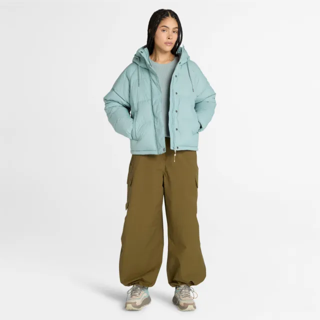 【Timberland】女款橄欖綠色降落傘寬褲(A41FB302)