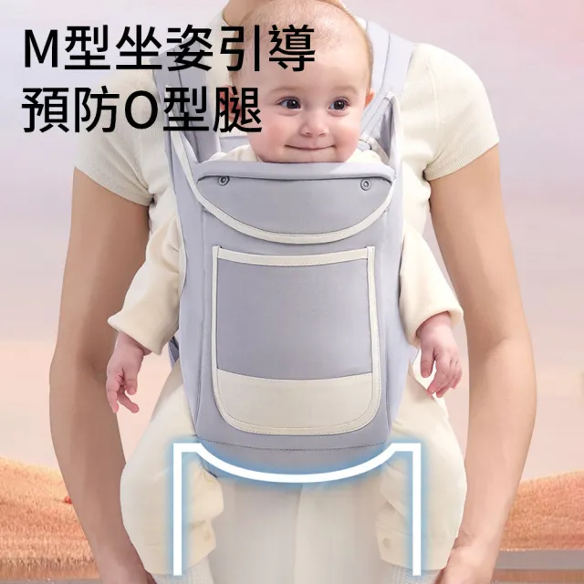 【aiebao】多功能嬰兒外出雙肩背帶  輕量便攜嬰兒背帶 新生兒雙肩背巾(四季通用/全階段可用/四種背法)