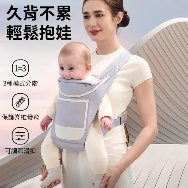 【aiebao】多功能嬰兒外出雙肩背帶  輕量便攜嬰兒背帶 新生兒雙肩背巾(四季通用/全階段可用/四種背法)