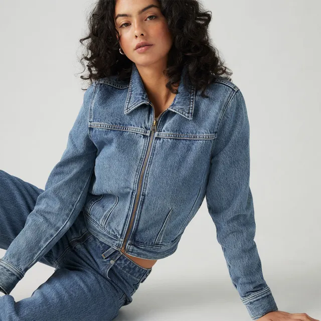 【LEVIS】女款 合身拉鍊牛仔夾克 / 外套 熱賣單品 001W8-0000