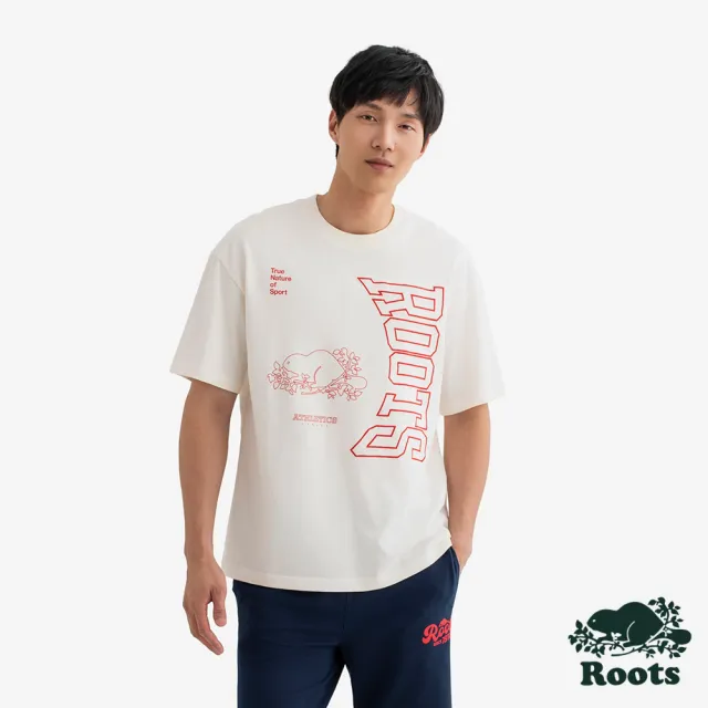 【Roots】Roots男裝-MODERN CLASSIC RELAXED 短袖上衣(白色)