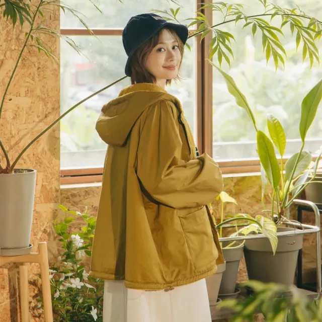 【MOSS CLUB】雙面穿顆粒絨毛多口袋連帽外套(米 黃/魅力商品)