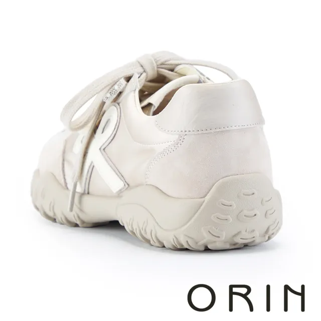 【ORIN】珍珠蕾絲甜感綁帶運動休閒鞋(米色)