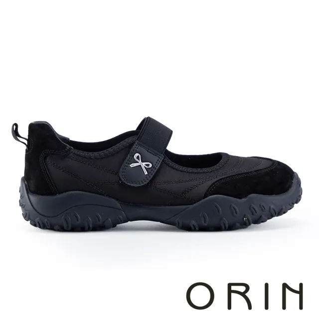 【ORIN】異材質拼接彈力瑪莉珍運動鞋(黑色)