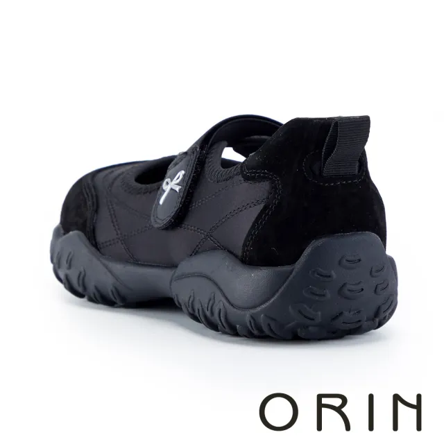 【ORIN】異材質拼接彈力瑪莉珍運動鞋(黑色)