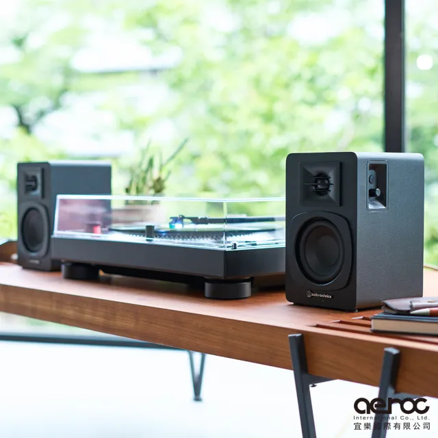 【audio-technica 鐵三角】AT-SP3X 主動式書架型喇叭  烏墨黑