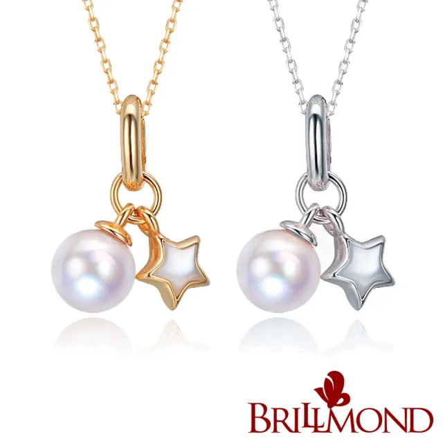 【BRILLMOND】正日本 AKOYA 天然海水珍珠 星願墜鍊(6-6.5MM珍珠 925銀鍊)