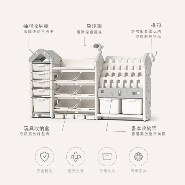 【PUKU 藍色企鵝】兒童 豪華 玩具收納櫃 收納抽屜 書架