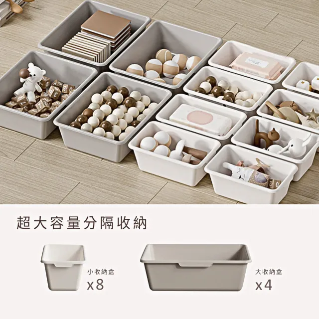 【PUKU 藍色企鵝】兒童 玩具收納櫃 收納抽屜  收納架(4大8小)