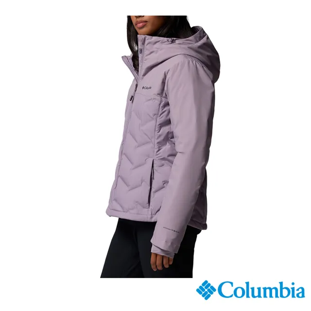 【Columbia 哥倫比亞】女款-OT防水極暖羽絨連帽外套-Grand Trek™-紫灰色(UWR35550PG/JF)