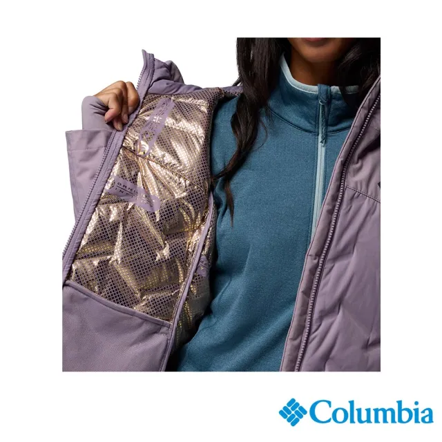 【Columbia 哥倫比亞】女款-OT防水極暖羽絨連帽外套-Grand Trek™-紫灰色(UWR35550PG/JF)