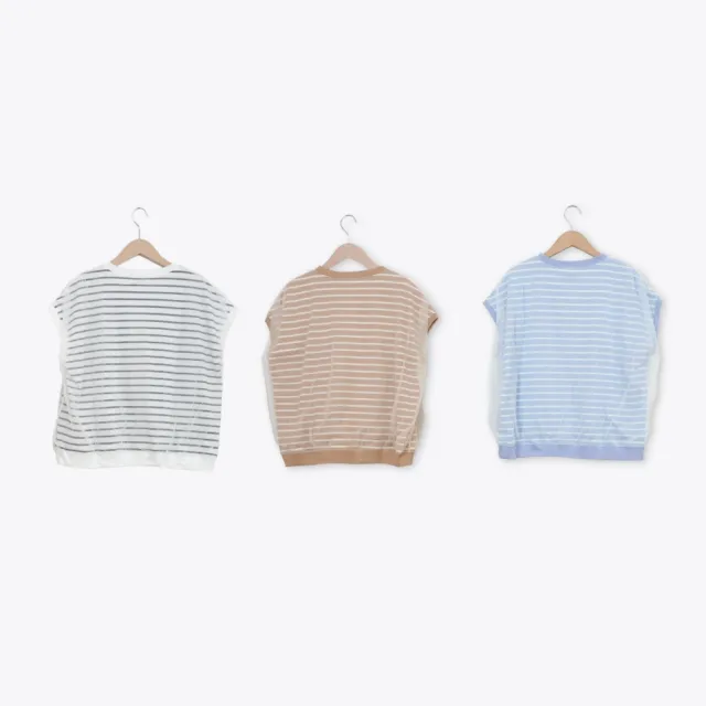 【Dailo】網紗條紋寬版上衣(藍 白 卡/魅力商品)