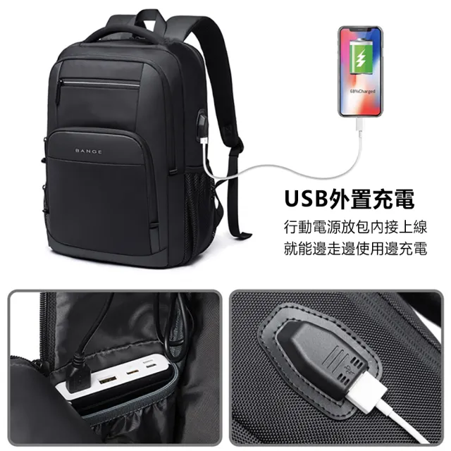 【leaper】雙11 商務休閒旅遊15.6吋筆電USB防潑水機能型雙肩後背包 防水包(電腦後背包)
