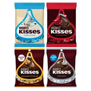 【Hersheys 好時】Kisses水滴巧克力袋裝 口味任選 150g/包(牛奶/巧酥可可風味/杏仁夾餡牛奶/黑巧)