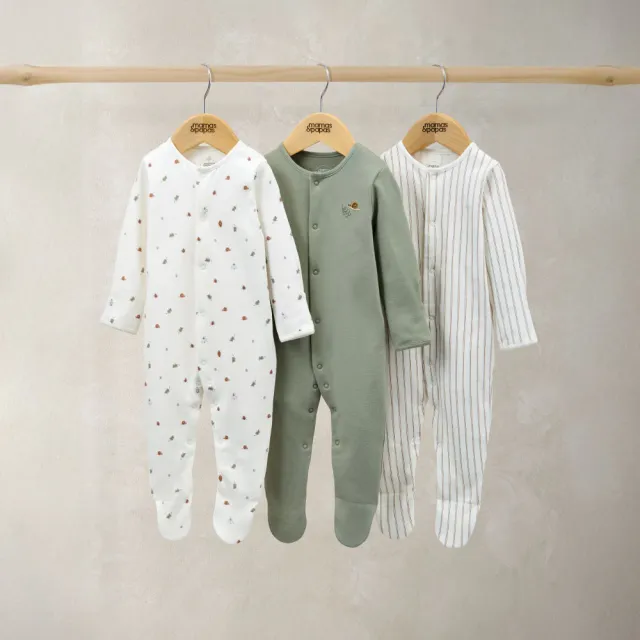 【Mamas & Papas】花園信差-連身衣3件組(4種尺寸可選)