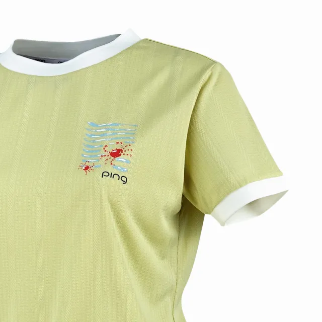 【PING】女款螃蟹吸濕排汗短袖圓領T恤-黃(GOLF/高爾夫球衫/RA25132-33)