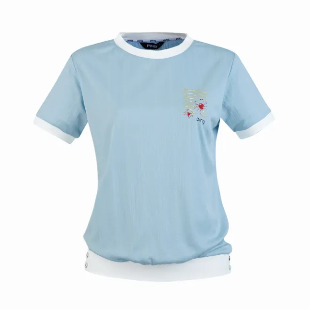 【PING】女款螃蟹吸濕排汗短袖圓領T恤-藍(GOLF/高爾夫球衫/RA25132-53)