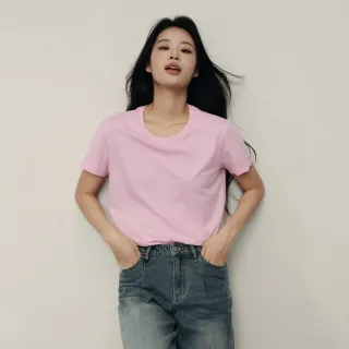 【GIORDANO 佐丹奴】韓國同款 女裝多巴胺風純棉純色圓領短袖T恤(多色任選)