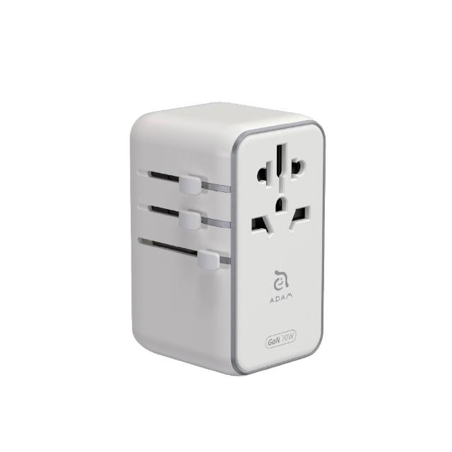 【ADAM 亞果元素】T70L 70W 多合一伸縮線旅用充電器(具備EU/UK/AU插頭)