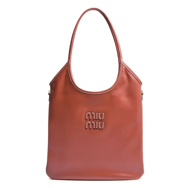 【MIU MIU】Ivy 皮革 手袋 托特包 肩背包 鐵鏽紅色 5BG231