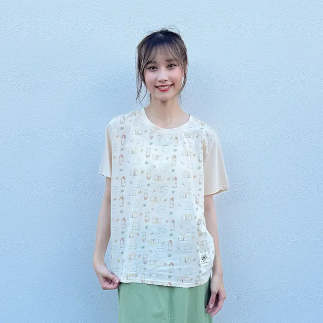 【Hana Mokuba】花木馬日系女裝小房子印花圓領上衣(T恤)