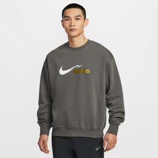 【NIKE 耐吉】長袖上衣 男 大學T 法國毛圈布 AS M NK DF TRACK CLUB FLC CREW 棕灰 HV4880-299