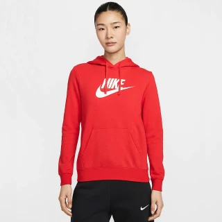 【NIKE 耐吉】長袖上衣 女 帽T 磨毛 AS W NSW CLUB FLC GX STD PO HD 紅 DQ5776-657