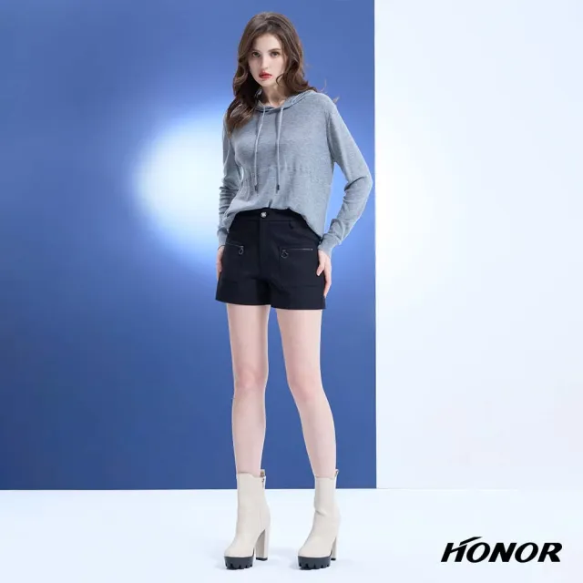 【HONOR 山形屋】出清品 率性車線單釦拉鍊口袋短褲-黑/綠(限定出清)