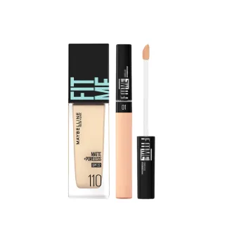 【MAYBELLINE 媚比琳】超強底妝組_FIT ME 反孔特霧/水光粉底液 遮遮稱奇遮瑕膏