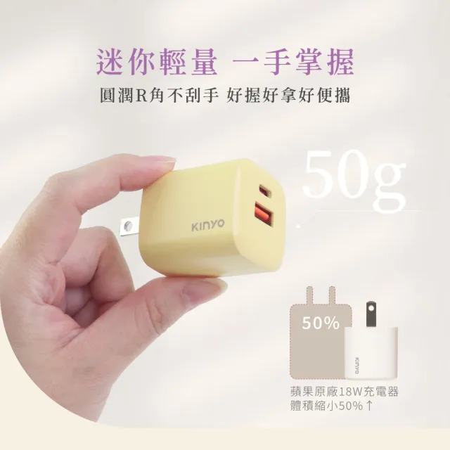 【KINYO】35W雙孔 氮化鎵充電器/快充頭/充電頭/插頭 USB Type-C(PD3.0 PDCB-135)