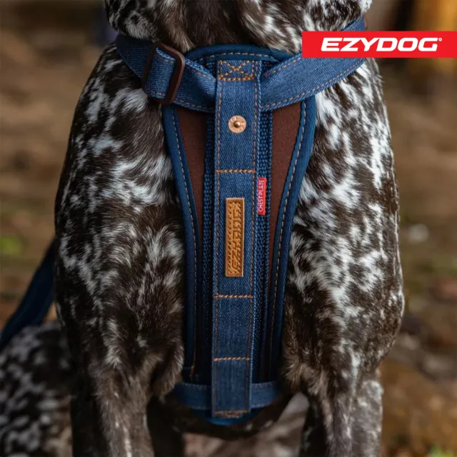 【EZYDOG】狗體工學胸背帶 丹寧 S號(送400元寵物車用束帶 寵物胸背帶 H型胸背帶 寵物用品 牽繩)