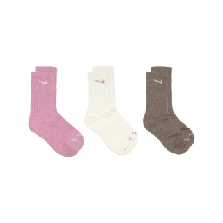 【NIKE 耐吉】休閒襪 Everyday Plus Cushioned 長襪 襪子 粉紅 棕 白 3雙入(SX6888-936)