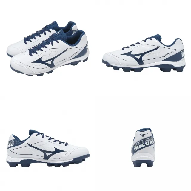 【MIZUNO 美津濃】棒壘球鞋 Cushionrevo DIA 寬楦 男鞋 白 藍 支撐 11GP2525-14