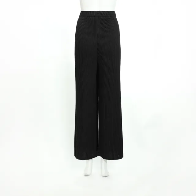 【ILEY 伊蕾】高彈修身寬壓褶OL直筒長褲(黑；M-2L；1253366702)