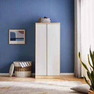 【hoi! 好好生活】Linsy北歐簡約小戶型衣櫃 0.8M 原木+白色 LS214