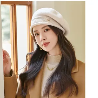 【HaNA 梨花】買一送一贈髮箍 日系文青羊毛混紡貝蕾帽 秋冬保暖百搭女帽 氣質加分