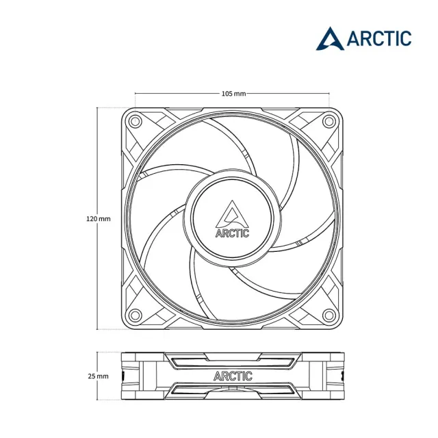 【Arctic】P12 Pro PST CO 12公分高風壓日製雙滾珠共享風扇(機殼風扇 電腦風扇 散熱風扇 高靜壓)