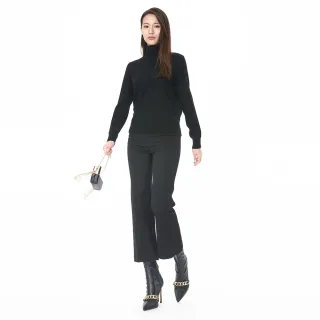 【KeyWear 奇威名品】高腰微喇叭淨色長褲