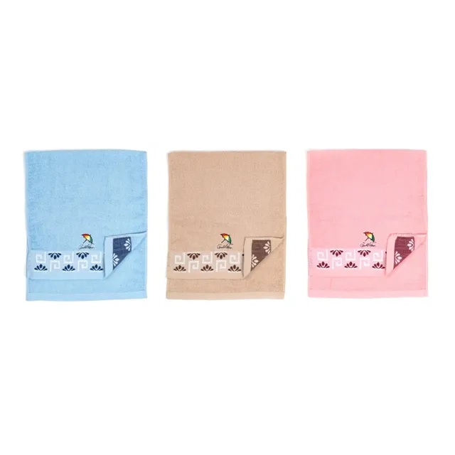 【amica】3入組/台灣製雨傘正版授權寬紋毛巾(台製毛巾 石墨稀毛巾 純棉毛巾 機能性 抑菌 除臭)
