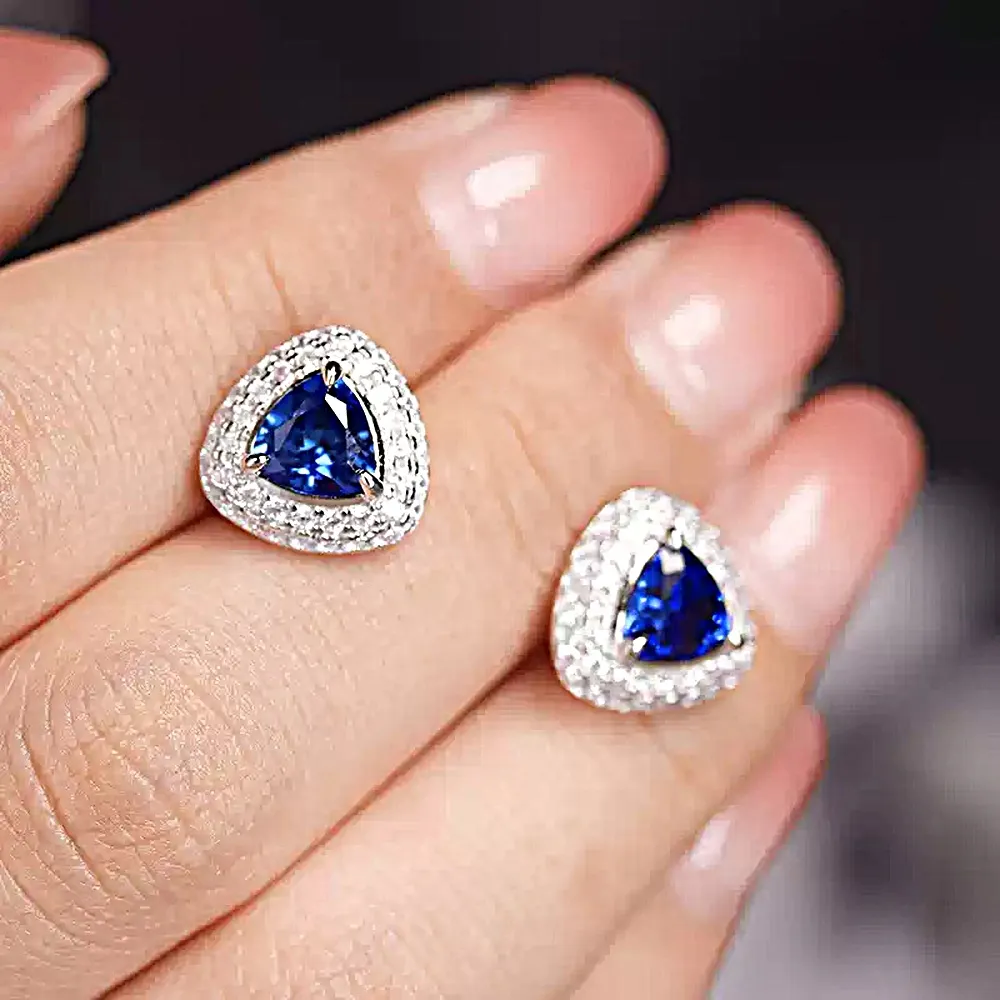 【赫本珠寶】培育藍寶《三嚴》耳環S925銀(1.04克拉)