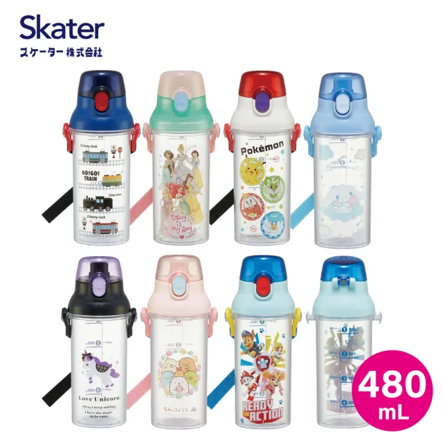【Skater】兒童透明直飲水壺 刻度款(可愛圖案 直飲水壺 480ml)