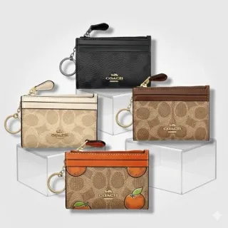 【COACH】立體字母 防刮皮革 證件 零錢包 零錢袋 卡包 鑰匙包 手拿包(CW870 88250 禮物 送禮)