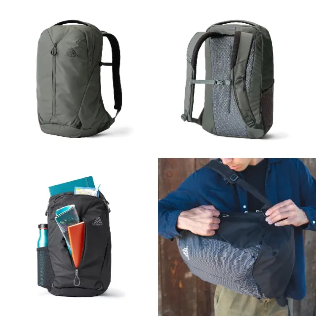 【Gregory】後背包 20L Rhune Backpack 瑞士綠 電腦包 水瓶網袋 書包 背帶口袋(143375A655)