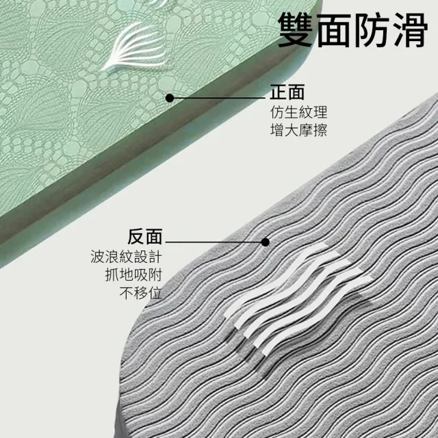 【灰熊厲害】TPE淨版特厚10mm體位線抗菌抑菌瑜珈墊-附網包綁帶(瑜伽墊 雙面防滑 台灣SGS認證官方正品)