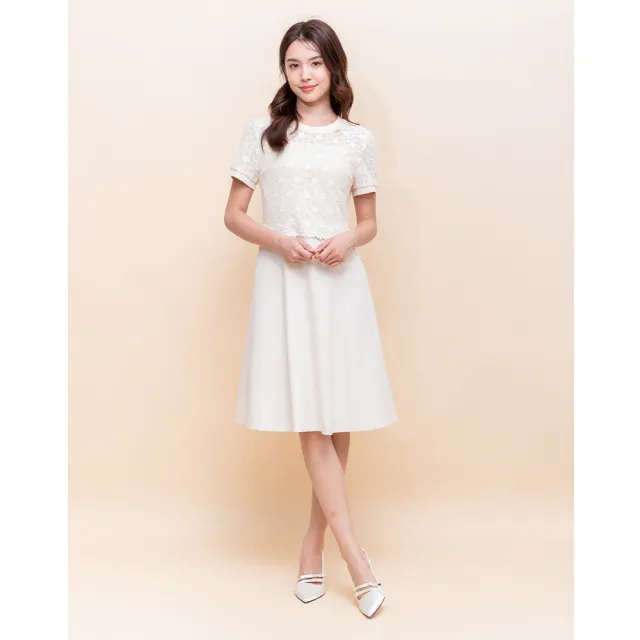 【perng yuh 芃諭名品】柔緻雅恬 蕾絲 仿兩件式 洋裝(2025 AW Collection｜4C秋冬新品上市)