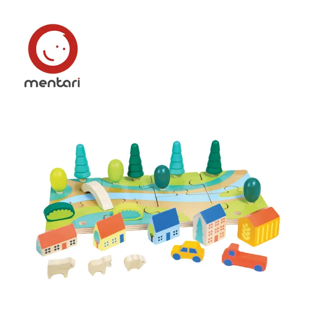 【mentari】美國 木製玩具 小小城鎮建構組