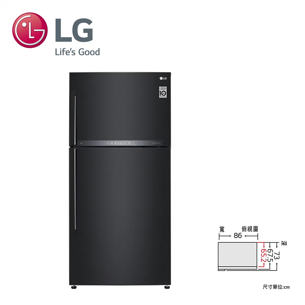 LG 608公升冰箱 LG 樂金58H快配608公升WiFi直驅變頻右開雙門冰箱,GR-HL600MBN)