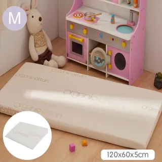 【L.A. Baby】天然有機棉防水透氣乳膠床墊加防溢奶枕-中床專用（有機棉布套）(床墊厚度5cm)