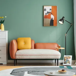 【hoi! 好好生活】Linsy北歐小戶型右扶手雙人布沙發1.5M 辰沙+暮橙色 S026