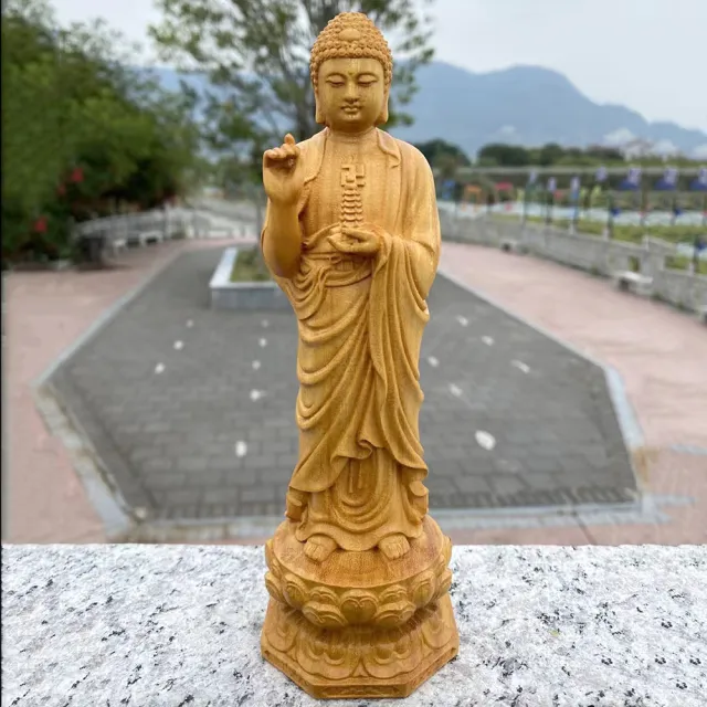 【LEESA】阿彌陀佛像\木雕藝術\禮佛供奉\西方三聖像\供奉擺設\佛堂靜修\崖柏雕刻佛像\佛堂裝飾用品